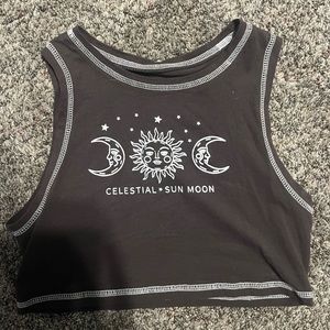 Brown Sun & Moon Crop Tank